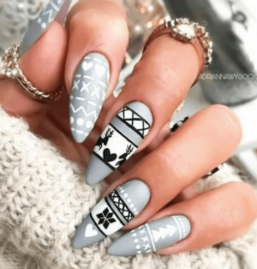 matte nail art & black and white nails