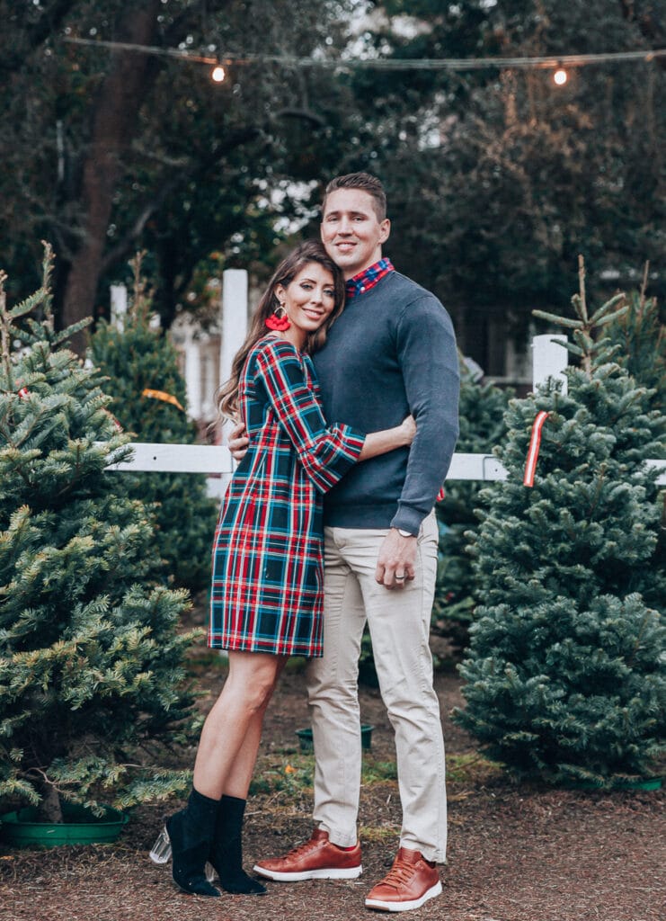 Couple in holiday outfits