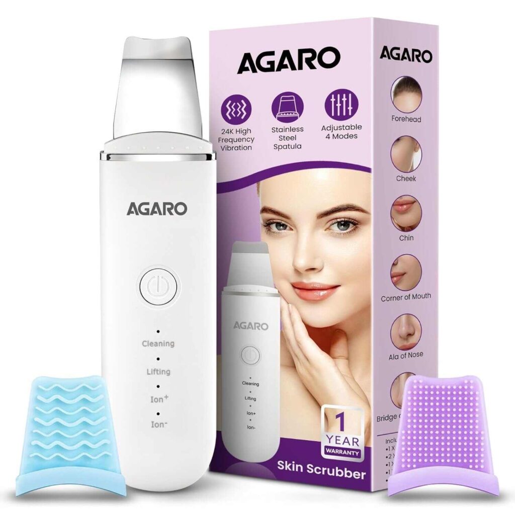 AGARO Ultrasonic Facial Skin Scrubber for Wet Skin, Blackheads Remover and Facial Pores Cleaner with 4 Modes